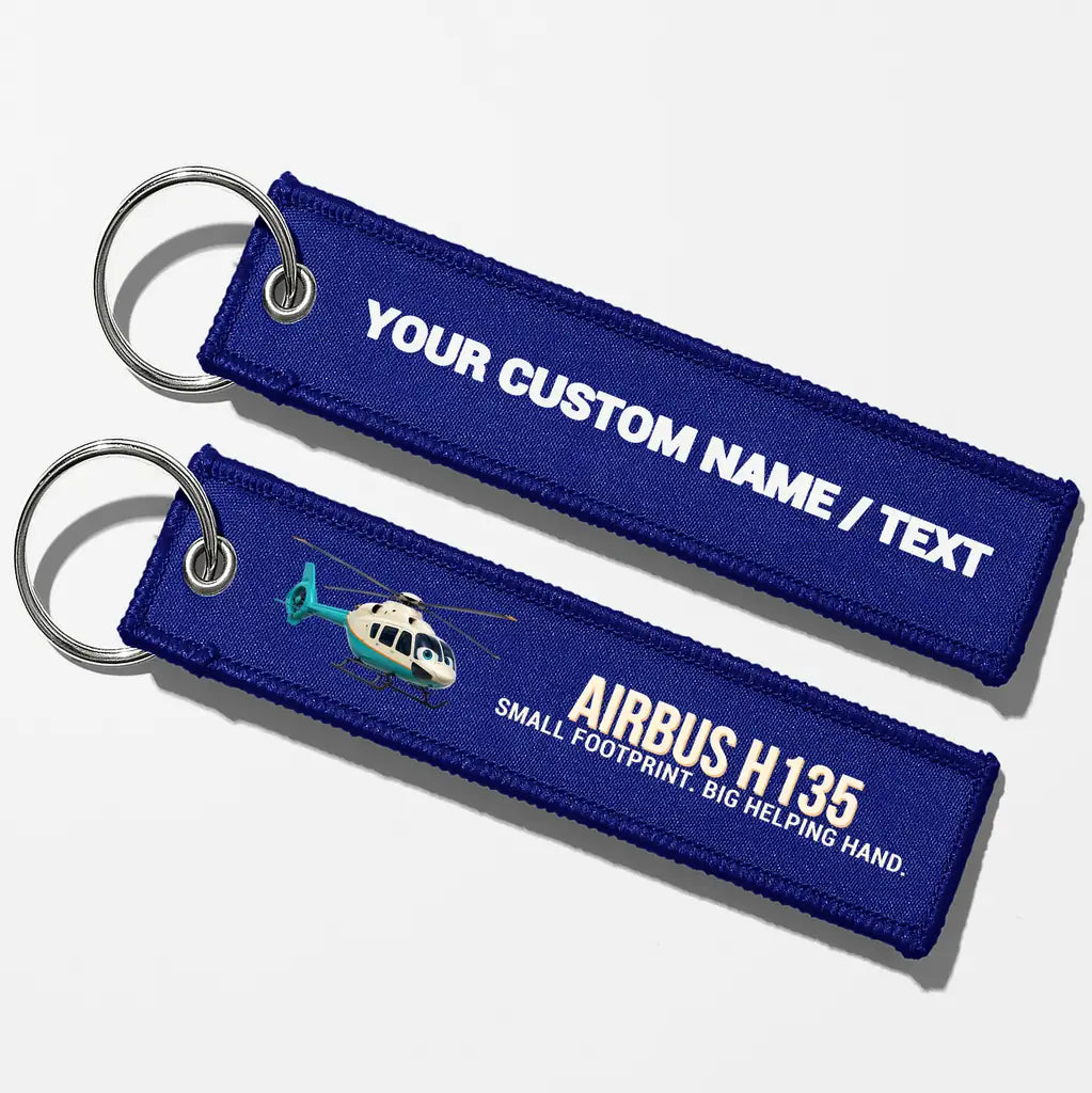 Cartoon Airbus H135 Aviator Key Chains - Blue - Personalized