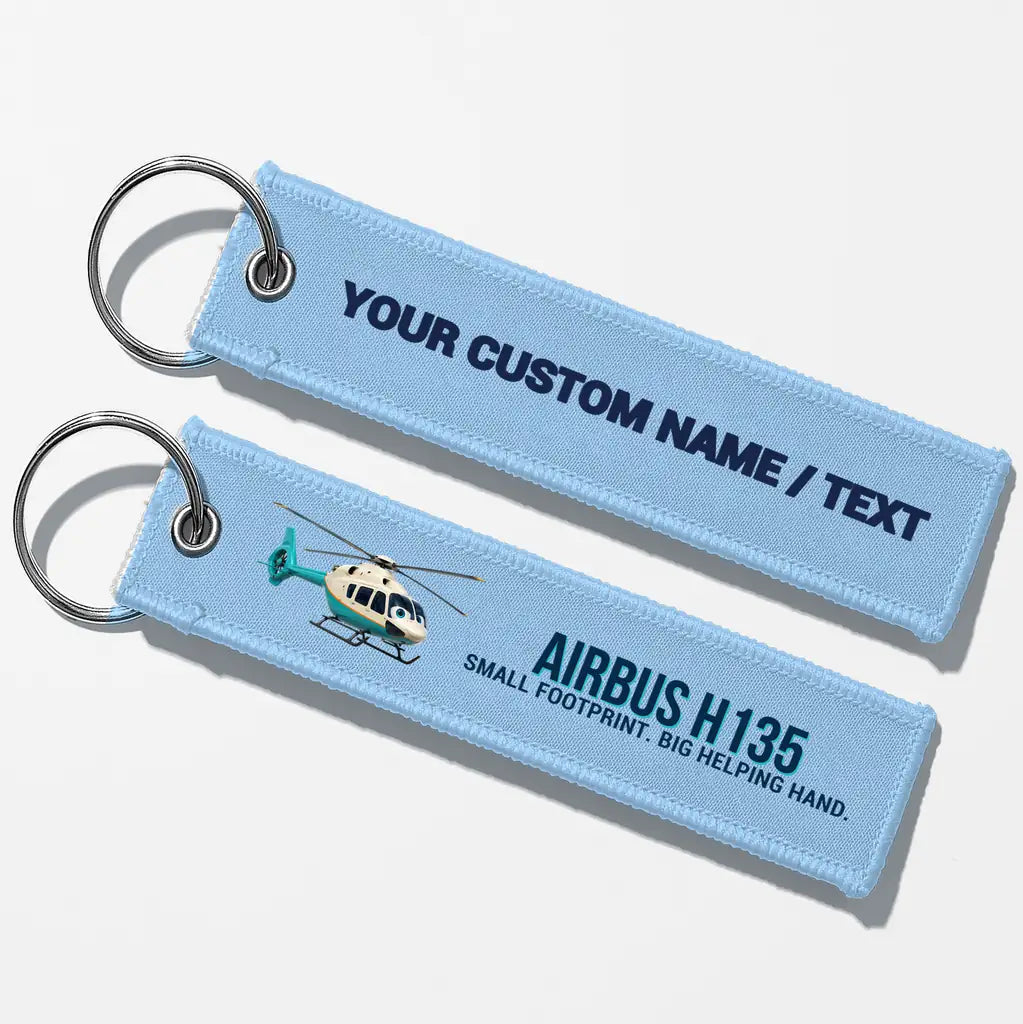 Cartoon Airbus H135 Aviator Key Chains - Light Blue - Personalized