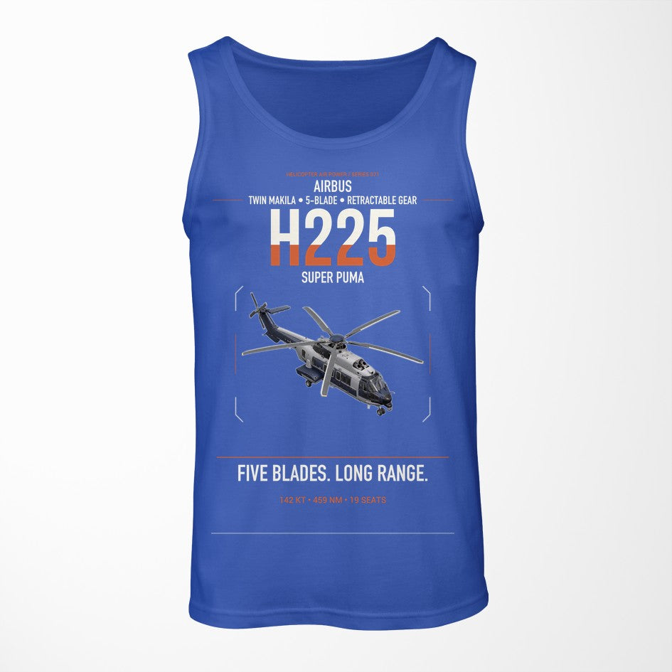 Airbus H225 design on blue tank top