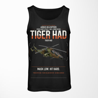 Airbus Helicopters Tiger HAD design on black tank top