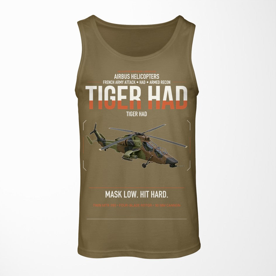 Airbus Helicopters Tiger HAD design on green army tank top