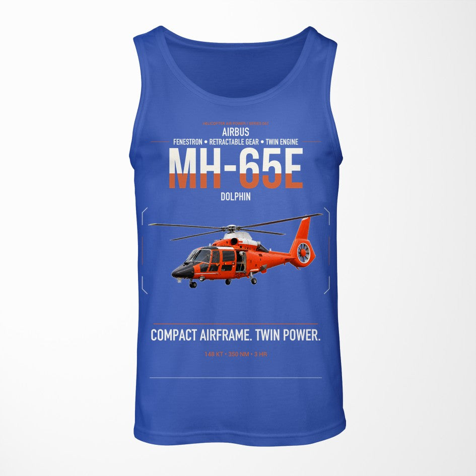 Airbus MH-65E Dolphin design on blue tank top