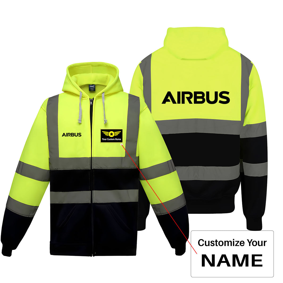 Airbus & Text Designed Reflective Zipped Hoodies – Aviation Shop