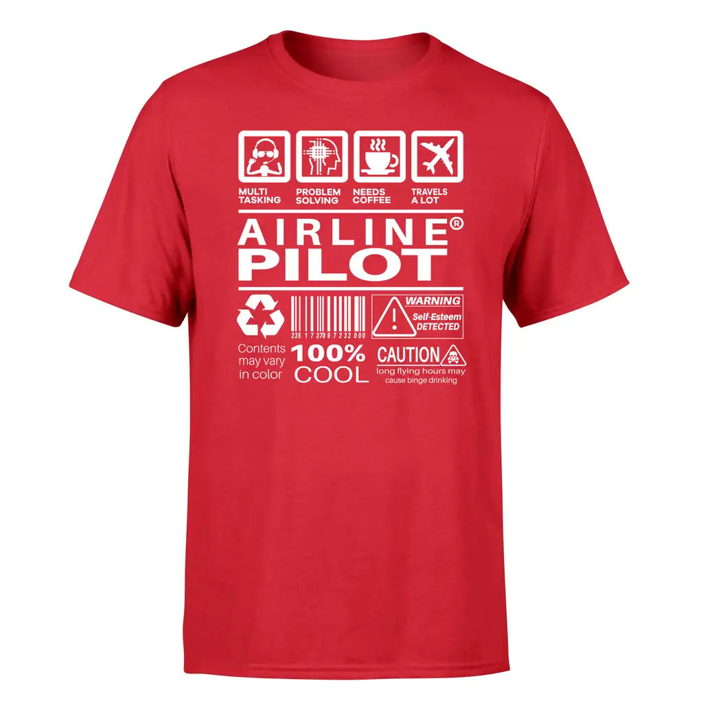 Airline Pilot Label design on red single side