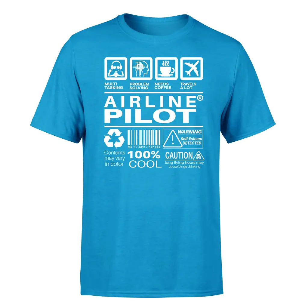 Airline Pilot Label design on turquoise single side