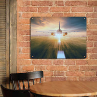 Thumbnail for Airplane Flying Over Runway Printed Metal Sign