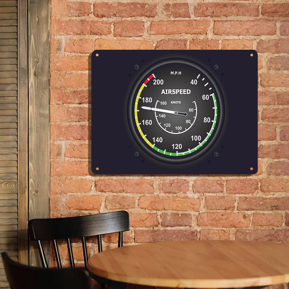 Airplane Instruments-Airspeed Printed Metal Sign