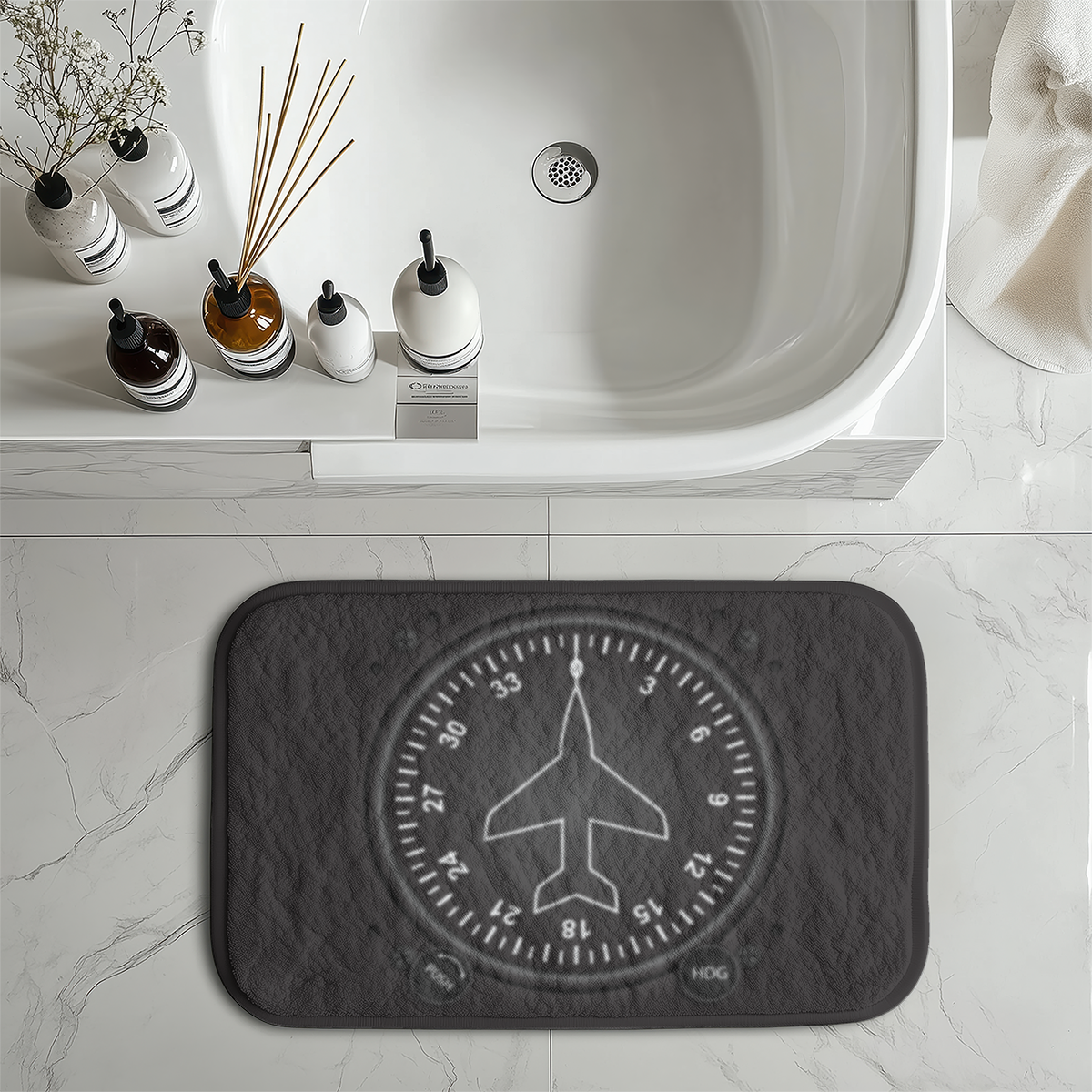 Airplane Instruments-Heading Designed Bath Mats