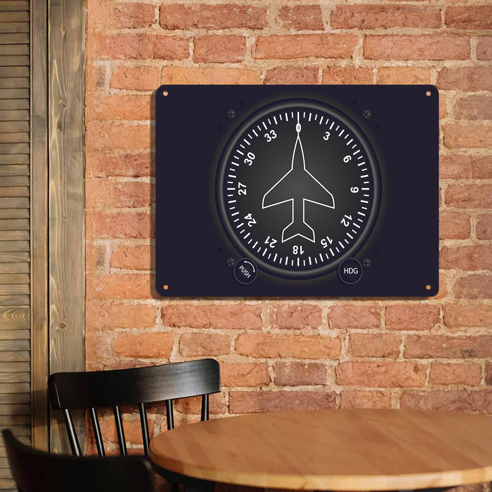 Airplane Instruments-Heading Printed Metal Sign