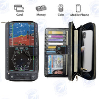 Thumbnail for Airplane Primary Flight Designed Leather Long Zipper Wallets