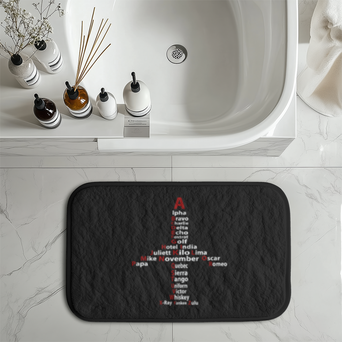 Airplane Shape Aviation Alphabet Designed Bath Mats