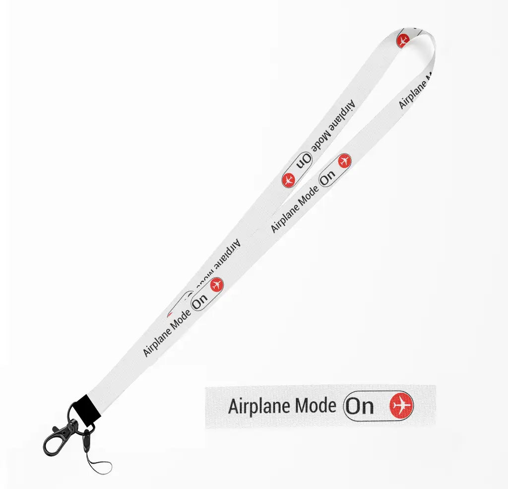 Airplane Mode On lanyard - white