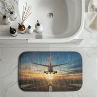 Thumbnail for Airplane over Runway Towards the Sunrise Designed Bath Mats
