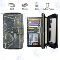 Thumbnail for Airplanes Fuselage & Details Designed Leather Long Zipper Wallets