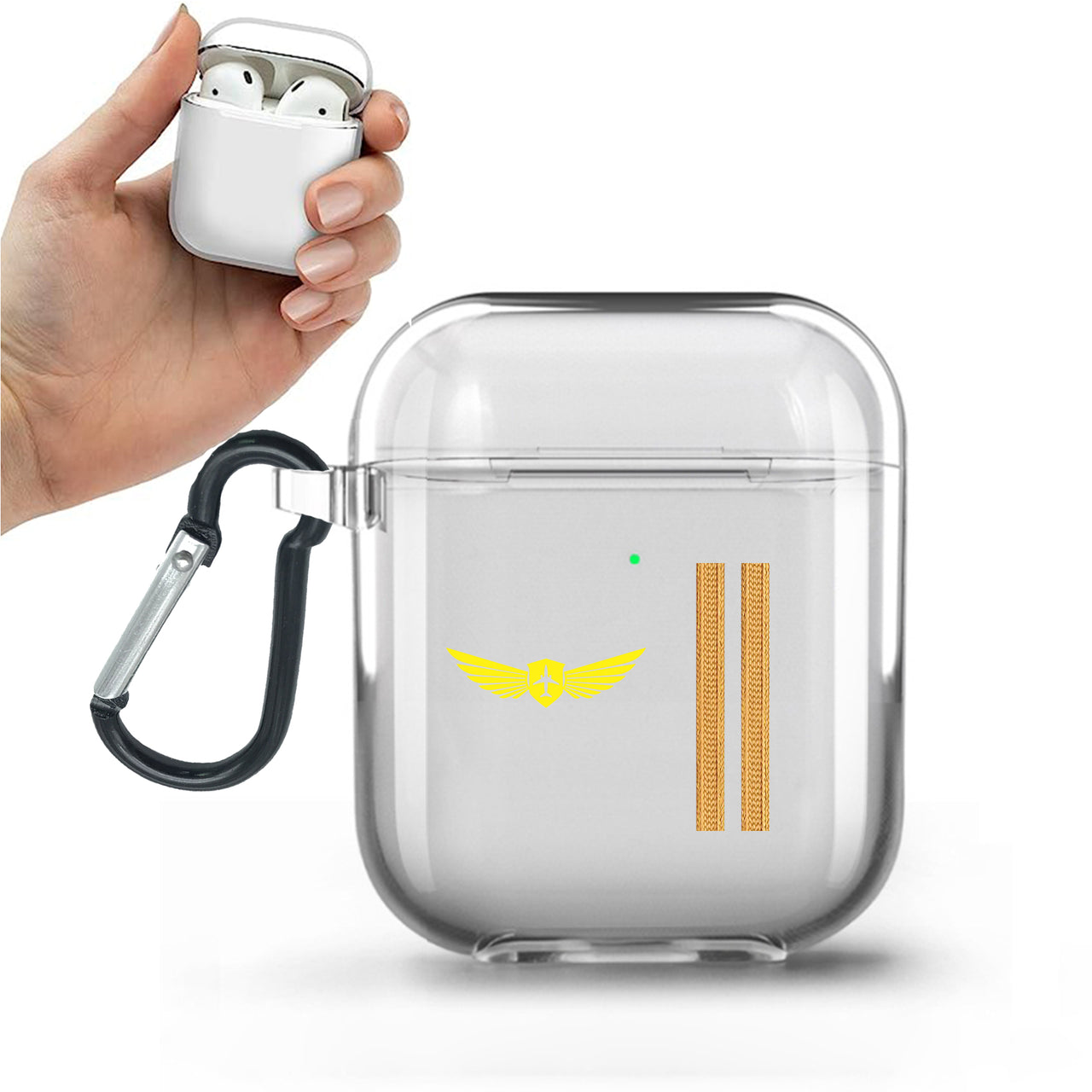 Badge & Golden Epaulettes (4,3,2 Lines) Designed Transparent Earphone AirPods Cases
