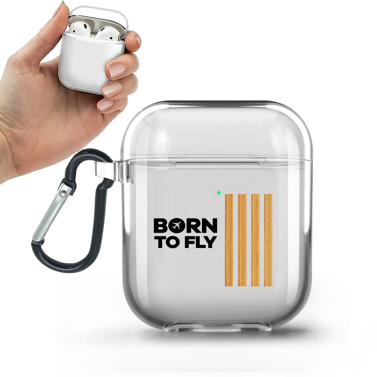 Born to Fly & Pilot Epaulettes (4,3,2 Lines) Designed Transparent Earphone AirPods Cases