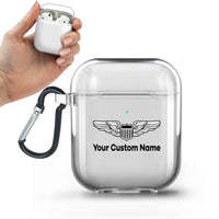 Thumbnail for Custom Name (Military Badge) Designed Transparent Earphone AirPods Cases