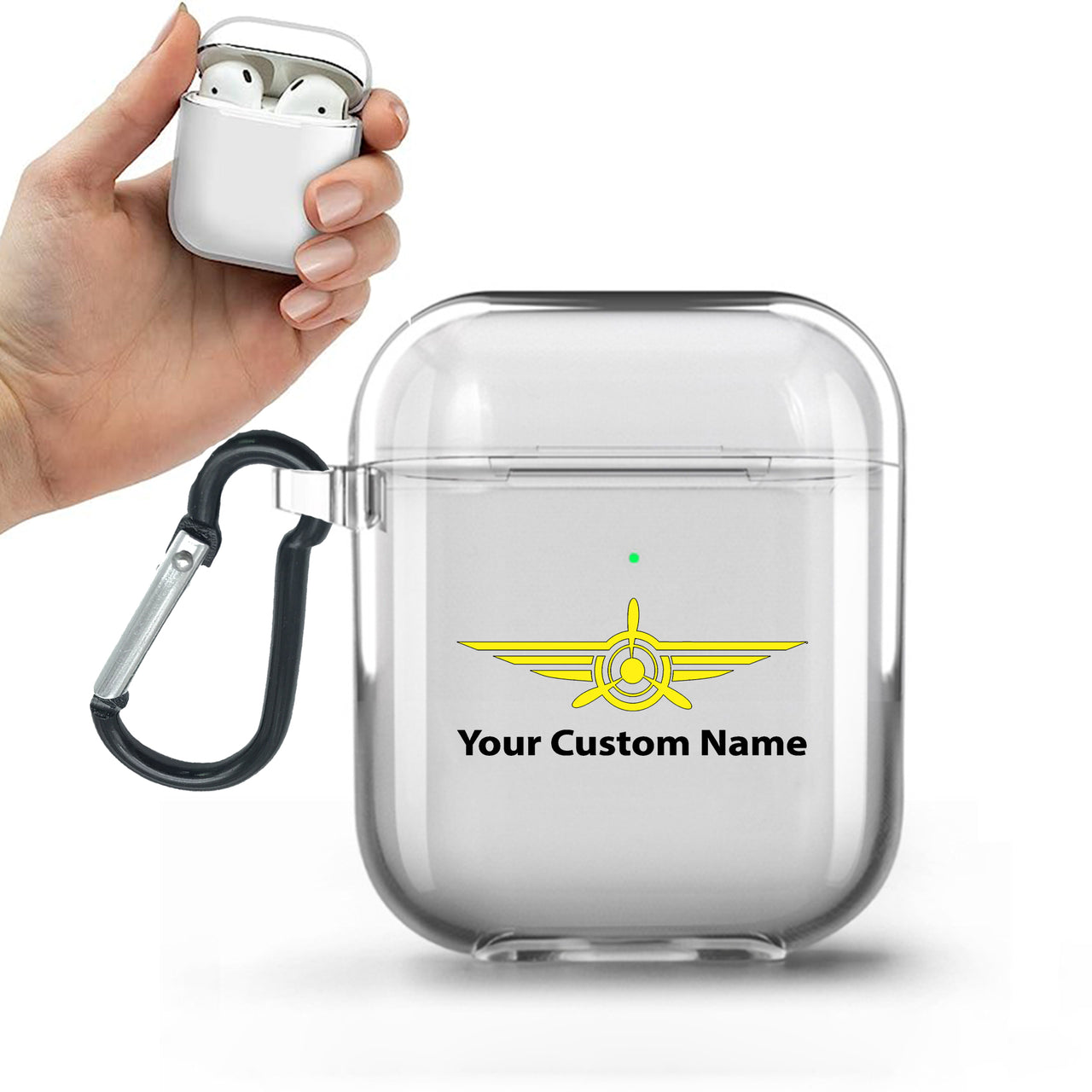 Custom Name (Badge 3) Designed Transparent Earphone AirPods Cases