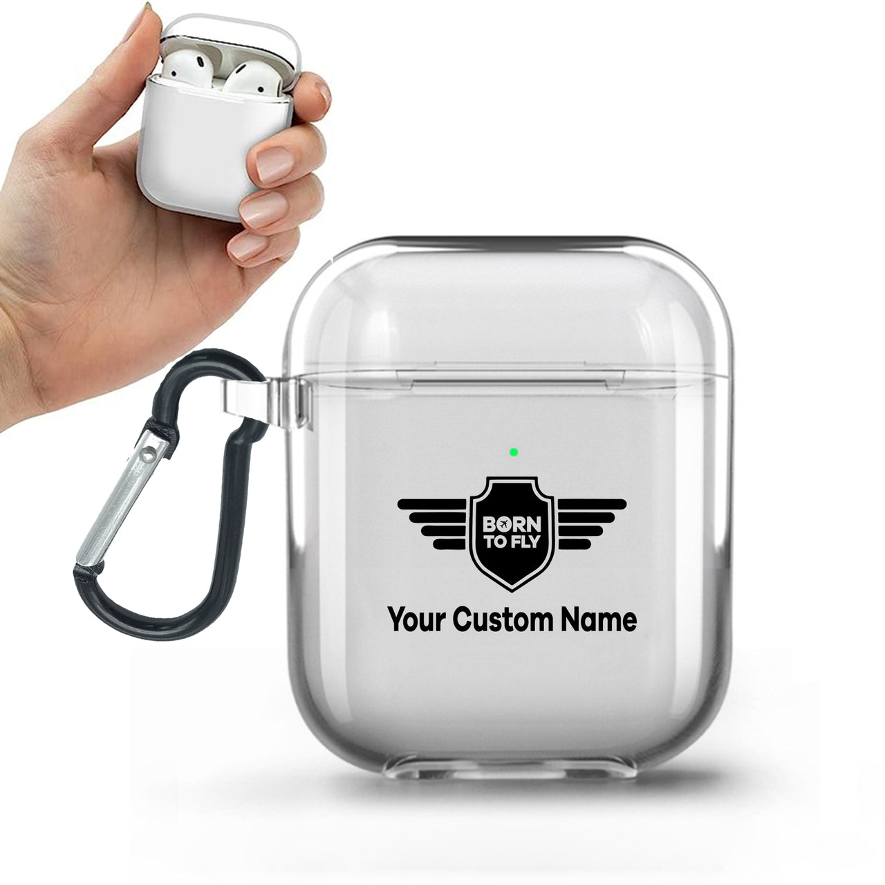 Custom Name (Badge 5) Designed Transparent Earphone AirPods Cases