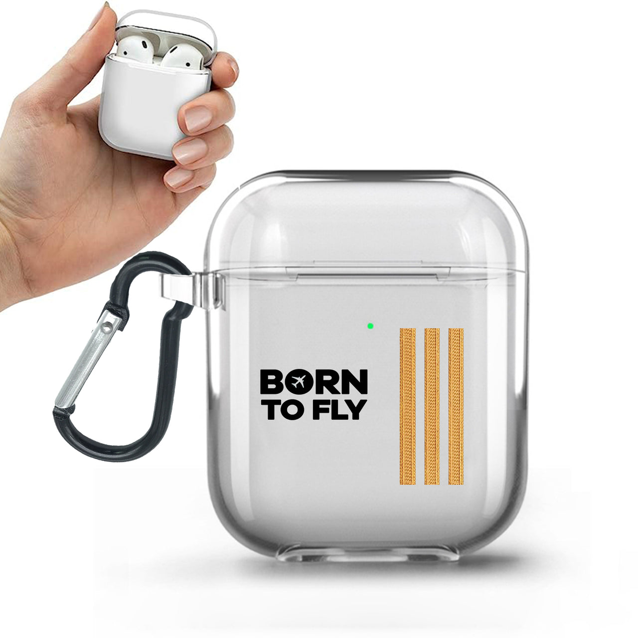 Born to Fly & Pilot Epaulettes (4,3,2 Lines) Designed Transparent Earphone AirPods Cases