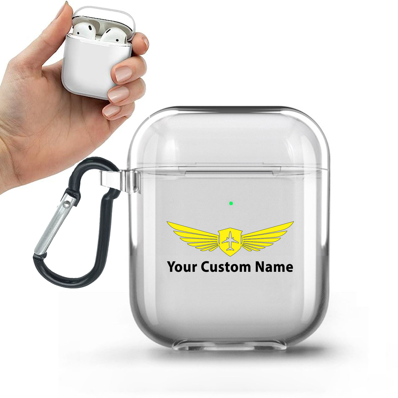 Custom Name (Badge 2) Designed Transparent Earphone AirPods Cases