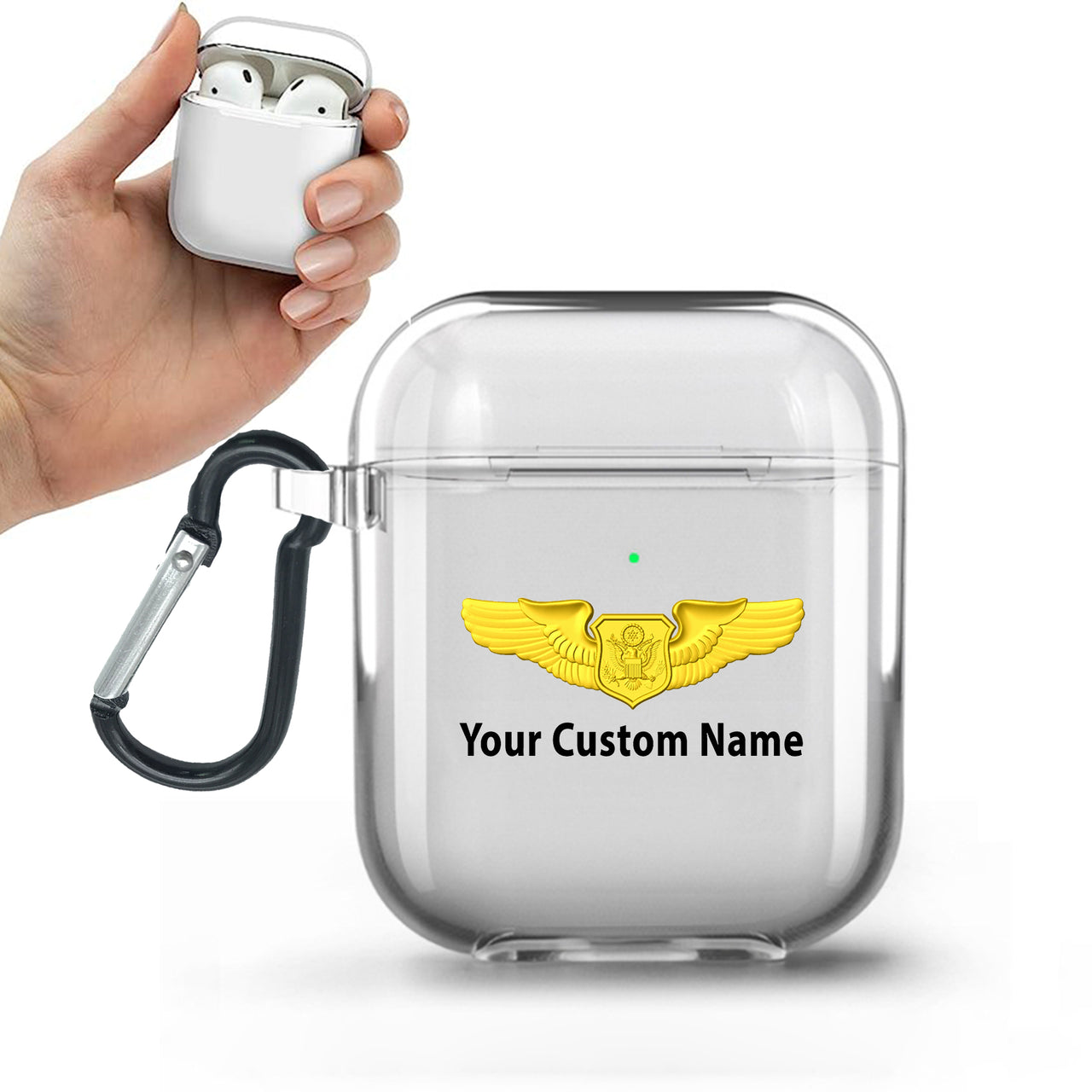 Custom Name (Special US Air Force) Designed Transparent Earphone AirPods Cases