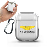 Thumbnail for Custom Name (Special US Air Force) Designed Transparent Earphone AirPods Cases