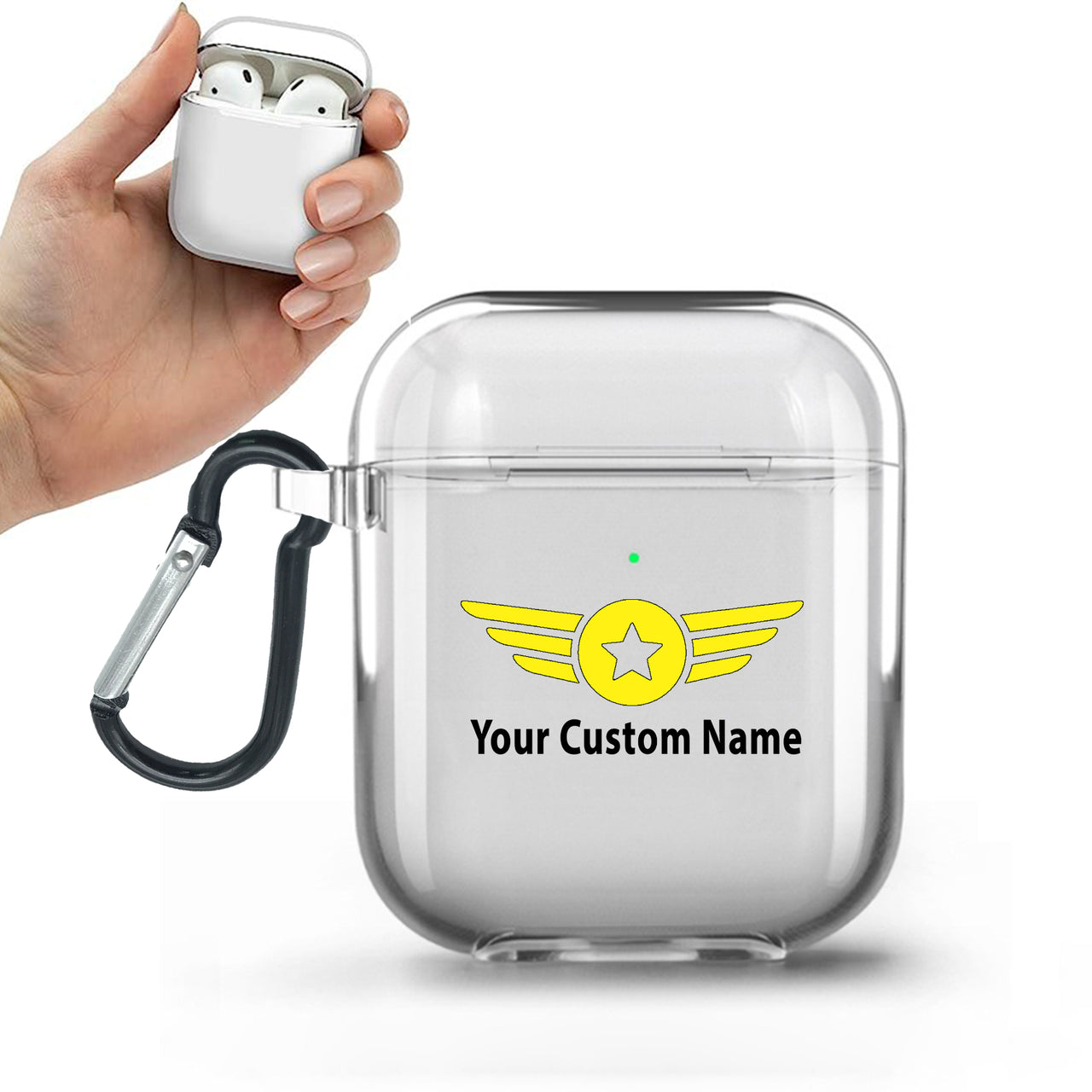 Custom Name (Badge 4) Designed Transparent Earphone AirPods Cases