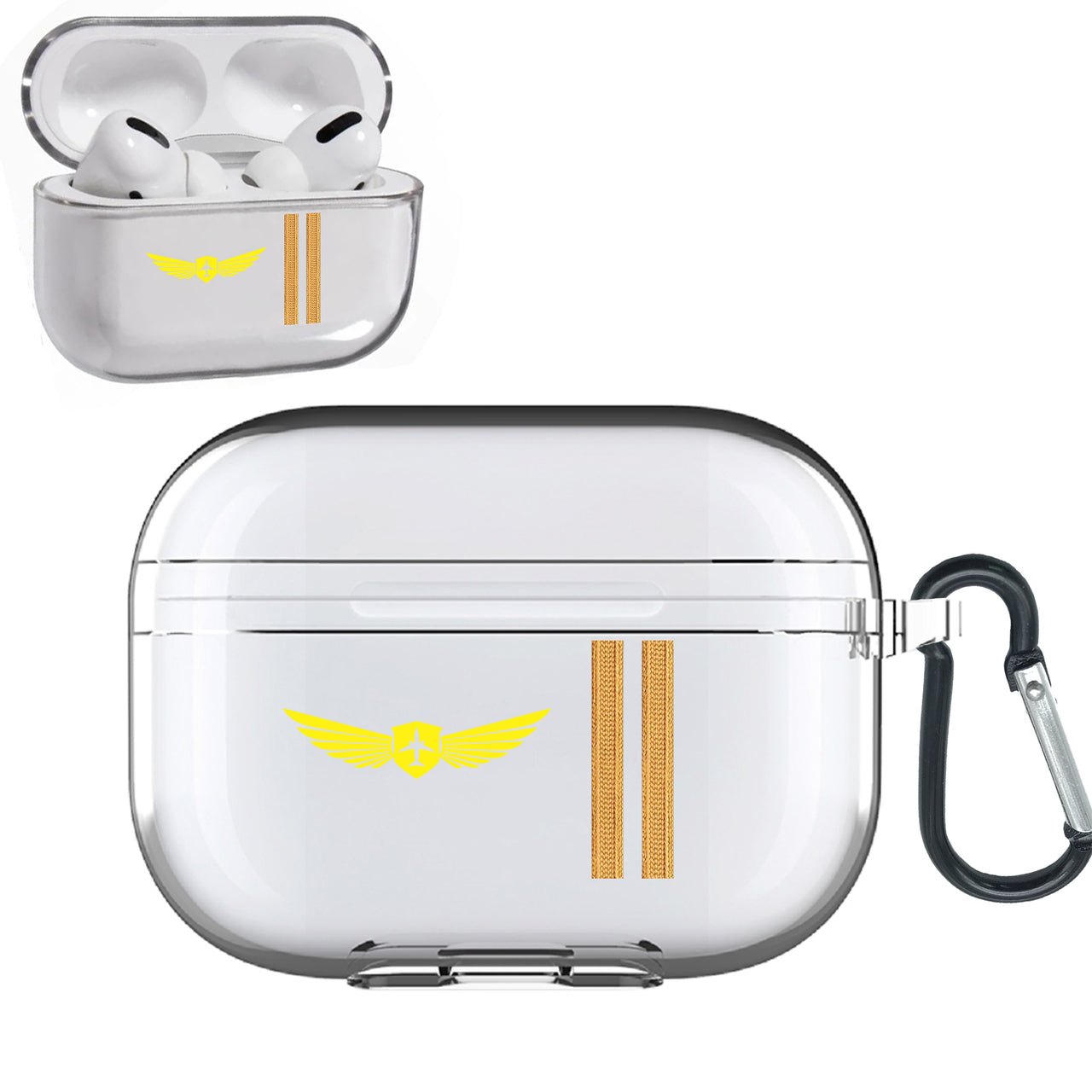 Badge & Golden Epaulettes (4,3,2 Lines) Designed Transparent Earphone AirPods "Pro" Cases
