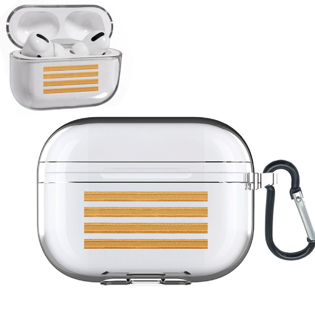 Golden Pilot Epaulettes (4,3,2 Lines) Designed Transparent Earphone AirPods "Pro" Cases