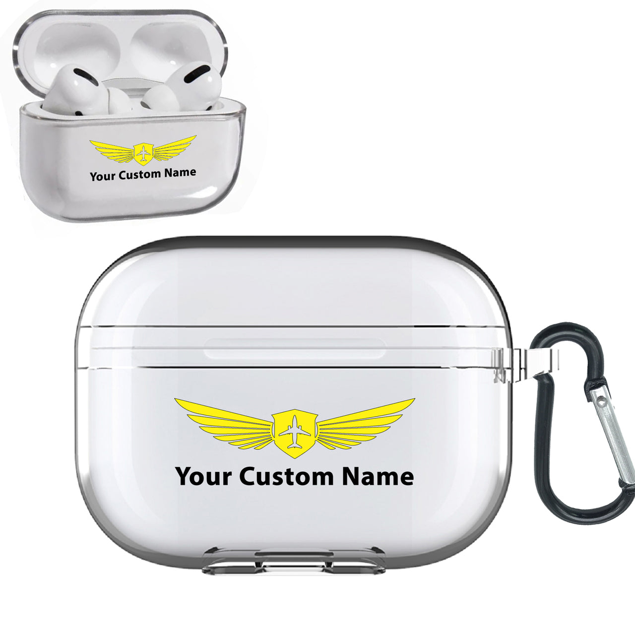 Custom Name (Badge 2) Designed Transparent Earphone AirPods "Pro" Cases
