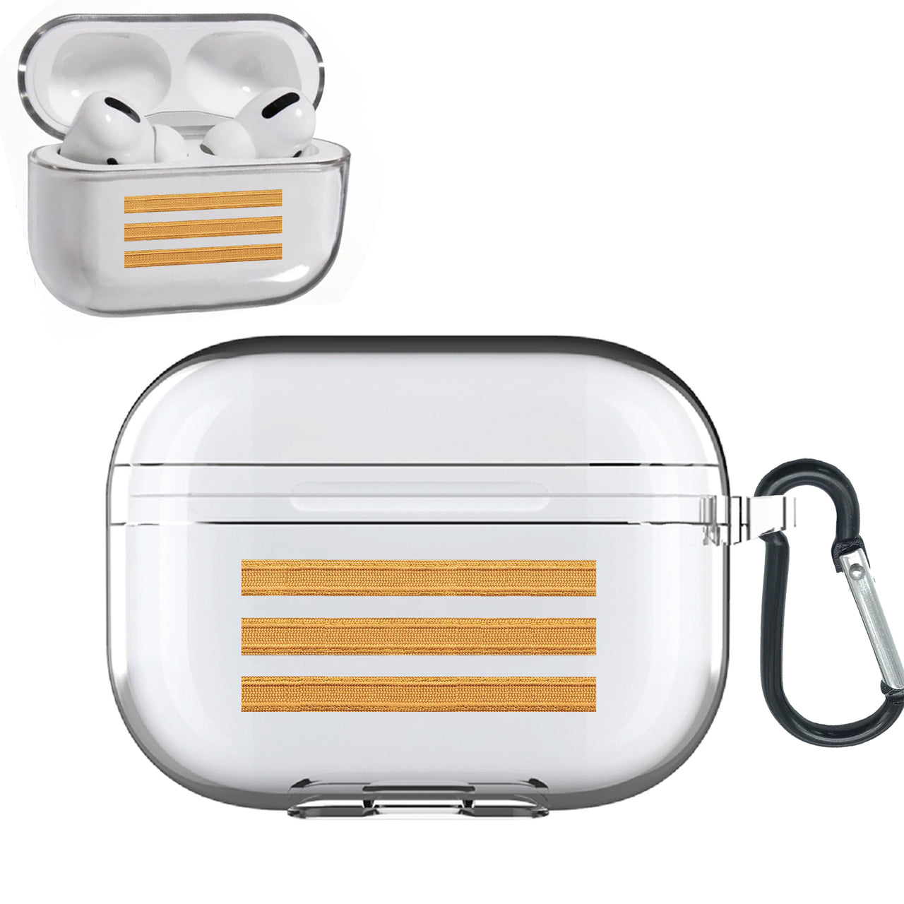 Golden Pilot Epaulettes (4,3,2 Lines) Designed Transparent Earphone AirPods "Pro" Cases
