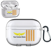 Thumbnail for Customizable Name & Badge & Golden Special Pilot Epaulettes (4,3,2 Lines) Designed Transparent Earphone AirPods 