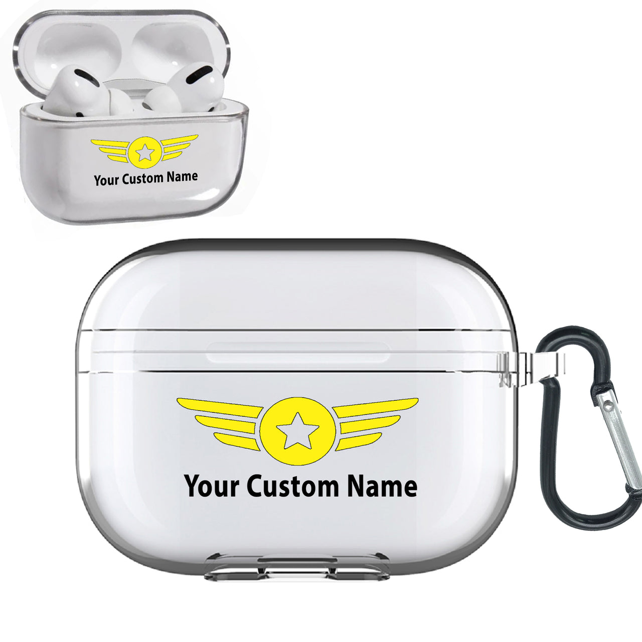 Custom Name (Badge 4) Designed Transparent Earphone AirPods "Pro" Cases