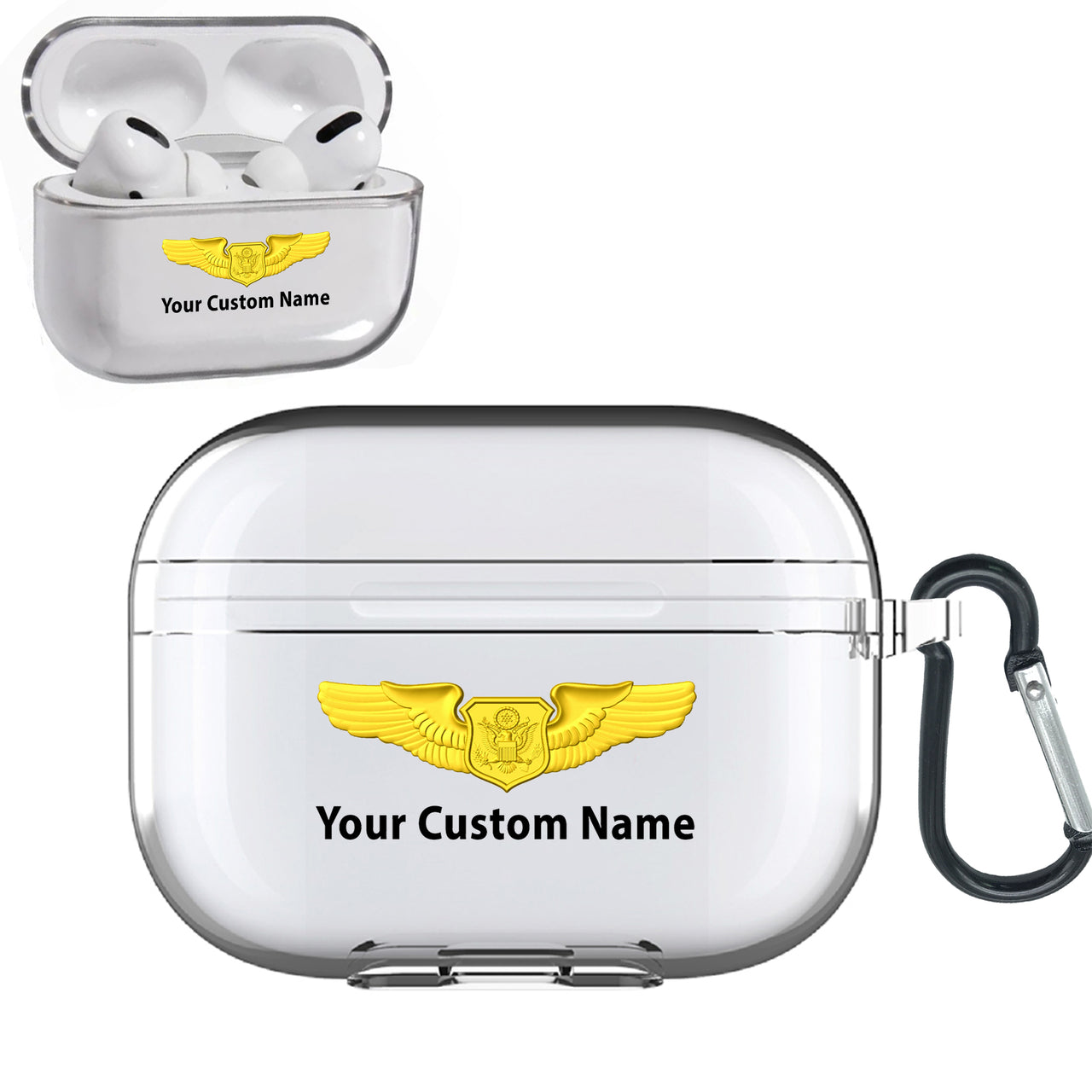Custom Name (Special US Air Force) Designed Transparent Earphone AirPods "Pro" Cases