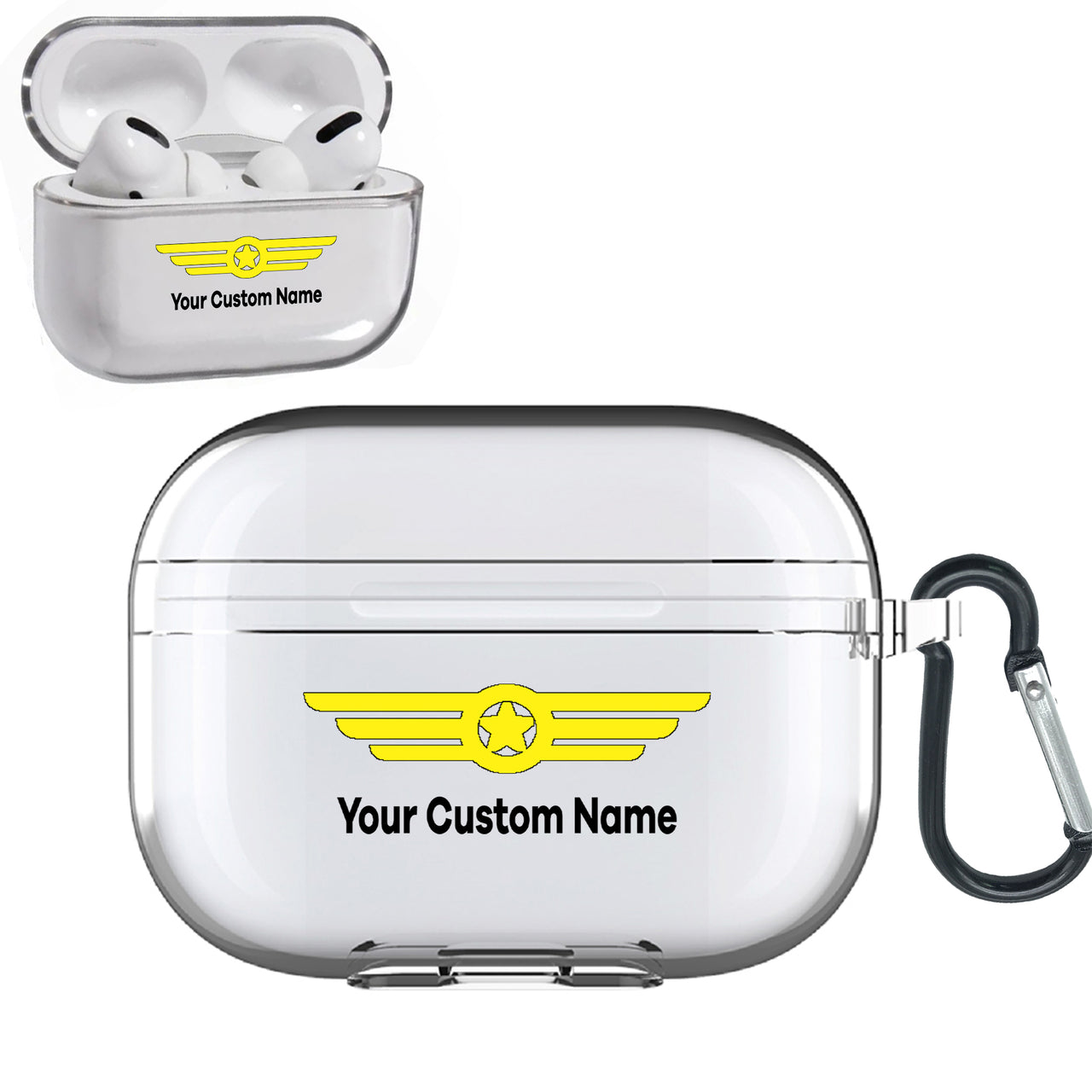 Custom Name (Badge 6) Designed Transparent Earphone AirPods "Pro" Cases