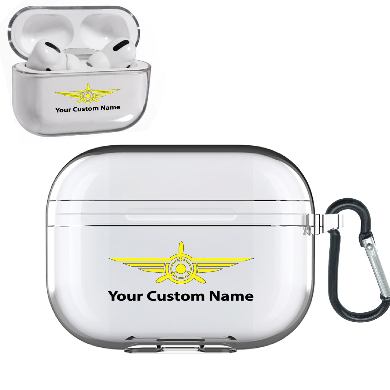 Custom Name (Badge 3) Designed Transparent Earphone AirPods "Pro" Cases