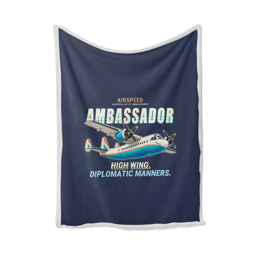 Airspeed AS.57 Ambassador - Cartoon - Blanket - Navy Blue