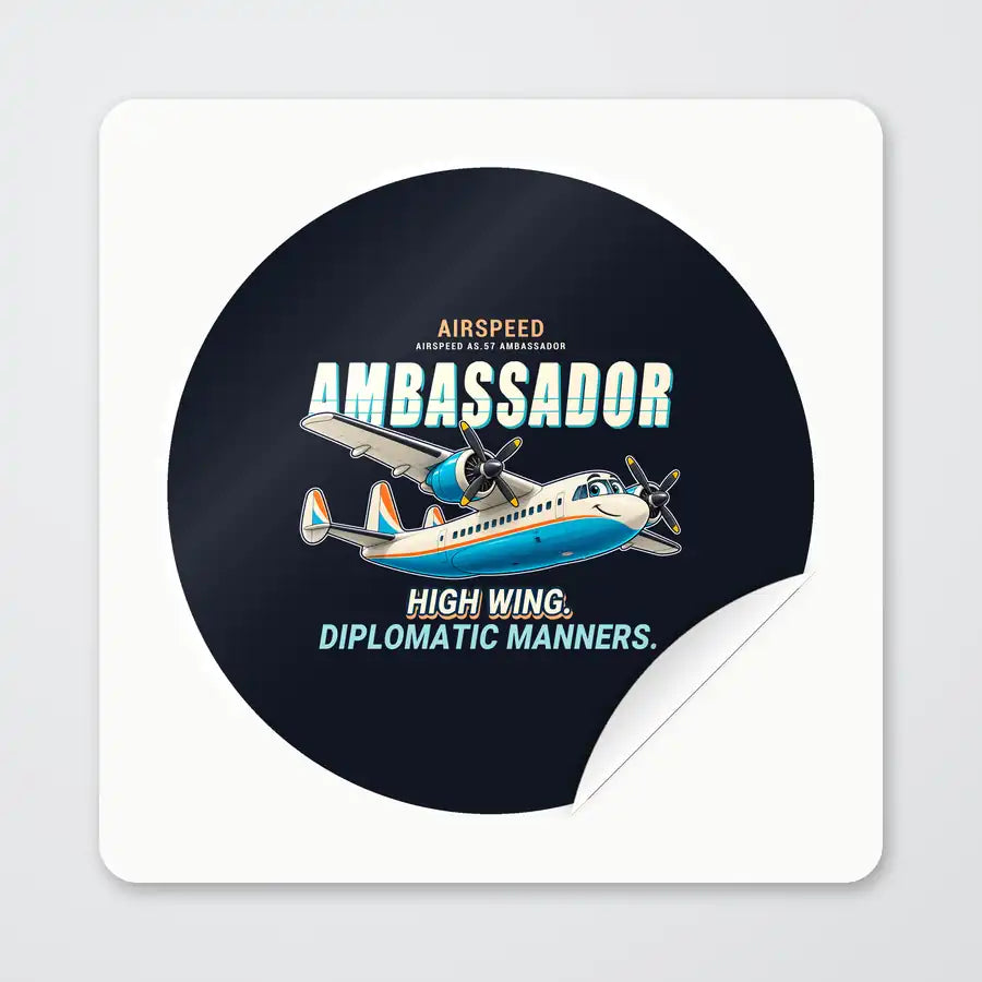 Airspeed AS.57 Ambassador - Cartoon - Circle Sticker - Peel