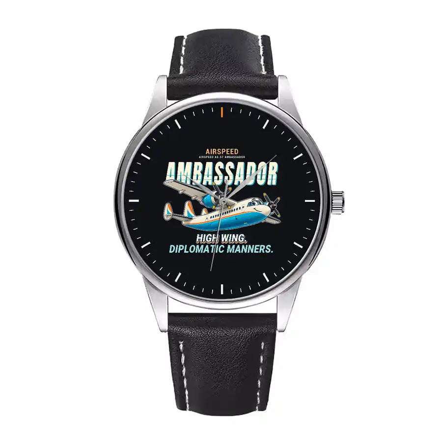 Airspeed AS.57 Ambassador - Cartoon - Leather Strap - Black Leather Strap