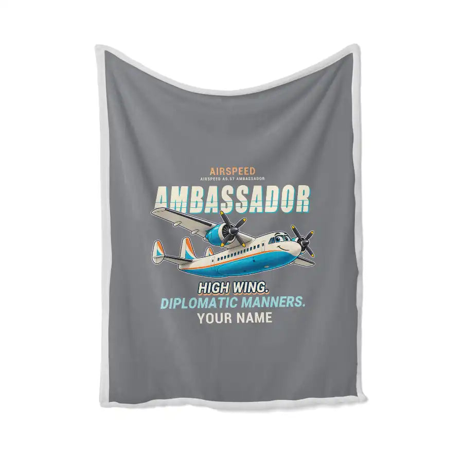 Airspeed AS.57 Ambassador - Cartoon + Name - Blanket - Gray