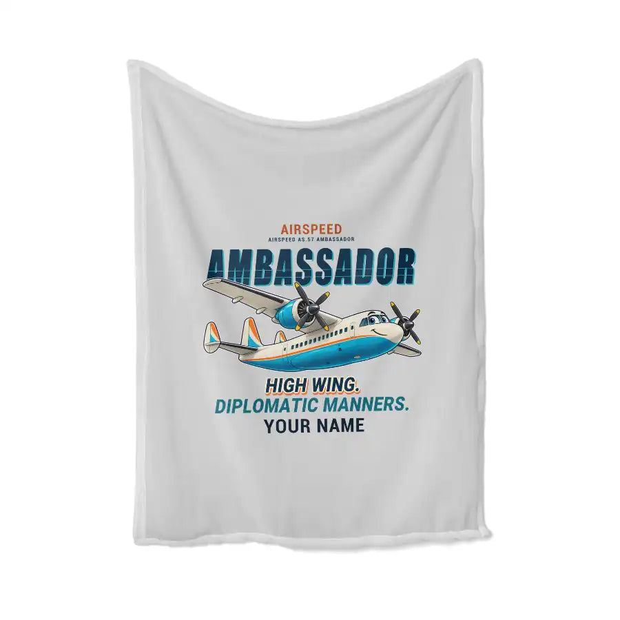 Airspeed AS.57 Ambassador - Cartoon + Name - Blanket - Light Gray
