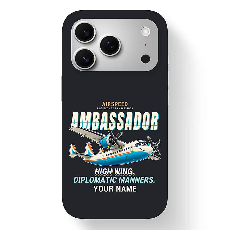 Airspeed AS.57 Ambassador - Cartoon + Name - MagSafe iPhone 17 Pro - Black