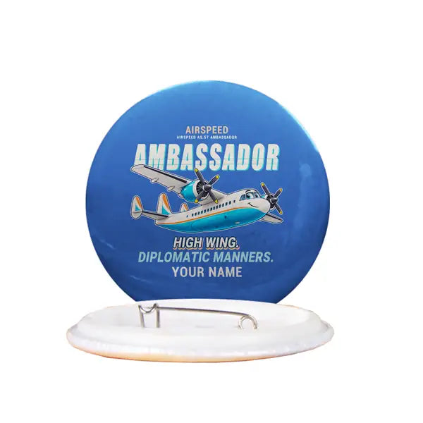 Airspeed AS.57 Ambassador - Cartoon + Name - Pin - Blue