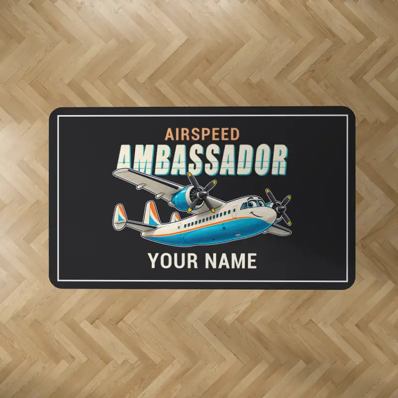 Airspeed AS.57 Ambassador - Cartoon + Name - Rectangle Carpet - Black
