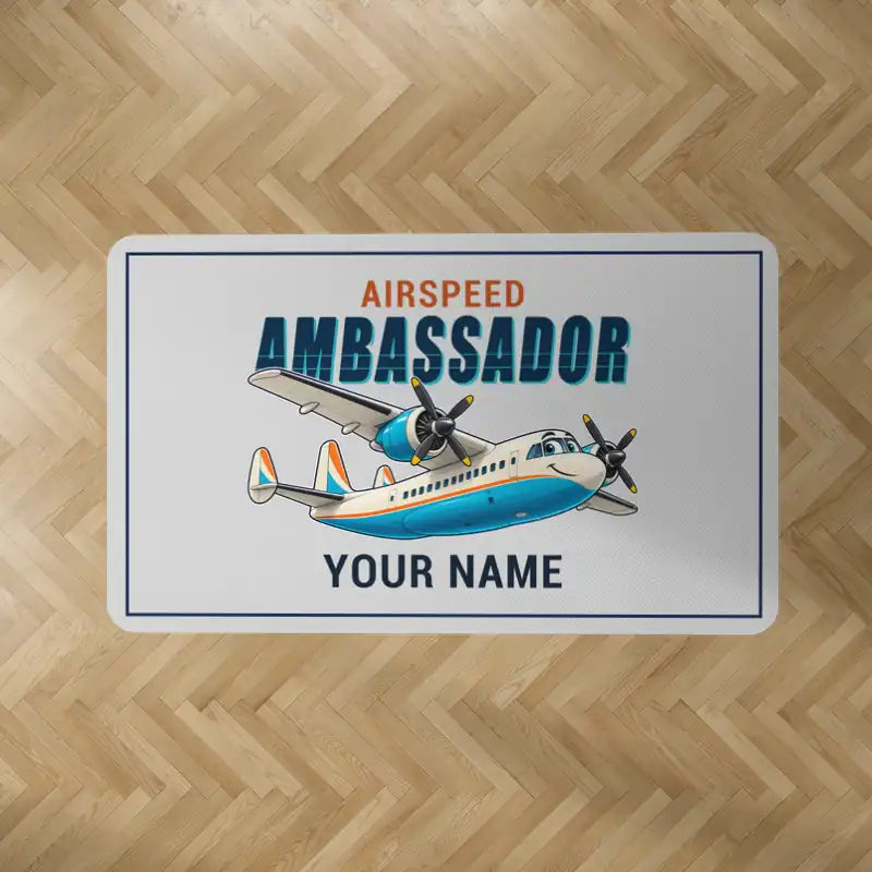 Airspeed AS.57 Ambassador - Cartoon + Name - Rectangle Carpet - Light Gray