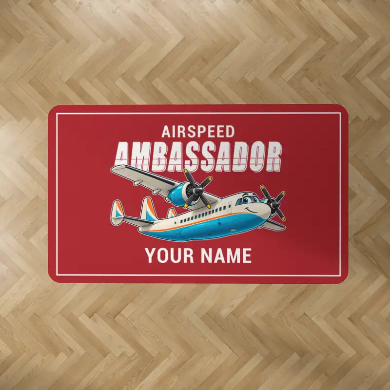 Airspeed AS.57 Ambassador - Cartoon + Name - Rectangle Carpet - Red