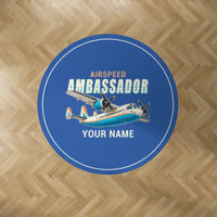 Thumbnail for Airspeed AS.57 Ambassador - Cartoon + Name - Round Carpet - Blue