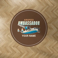 Thumbnail for Airspeed AS.57 Ambassador - Cartoon + Name - Round Carpet - Brown