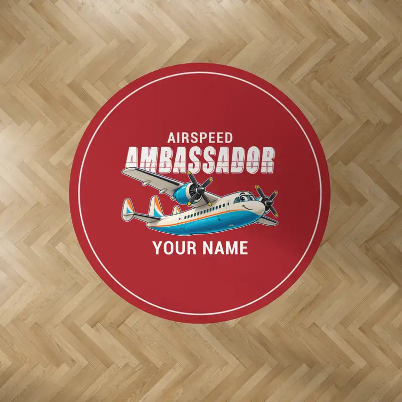 Airspeed AS.57 Ambassador - Cartoon + Name - Round Carpet - Red